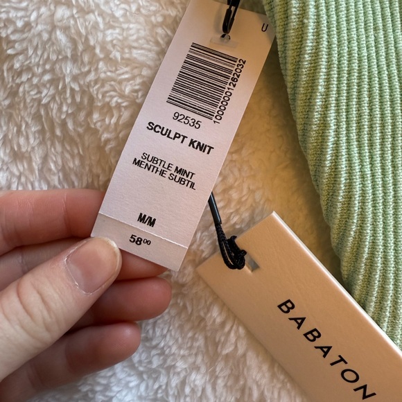 Aritzia Babaton Mint Green Ribbed Notch Crop Top - Picture 3 of 5